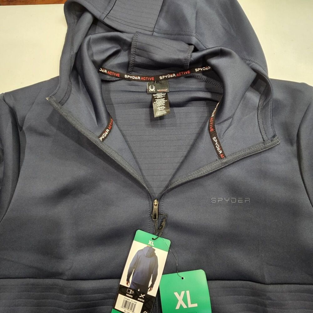 Spyder Active Men's Full Zip Active Hoodie Jacket Navy / Blue / XL / New - Picture 6 of 9